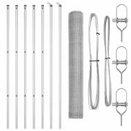 Стълб за ограда. Сребрист 10 x 1,4 м (25 мм мрежа) Стомана