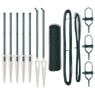 Стълб за ограда. Зелен 10 x 0,5 м (25 мм мрежа) Стомана и PVC