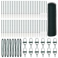 Стълб за ограда. Зелен 100 x 1 м (25 мм мрежа) Стомана и PVC