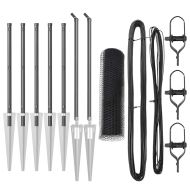 Стълб за ограда. Сив 10 x 0,4 м (25 мм мрежа) Стомана и PVC