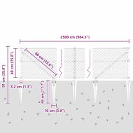 Стълб за ограда. Сив 25 x 0,4 м (25 мм мрежа) Стомана и PVC