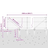 Стълб за ограда. Сив 25 x 0,4 м (50 мм мрежа) Стомана и PVC