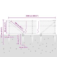 Стълб за ограда. Сив 25 x 0,8 м (50 мм мрежа) Стомана и PVC