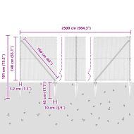 Стълб за ограда. Сив 25 x 1,4 м (13 мм мрежа) Стомана и PVC