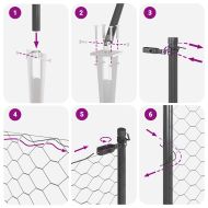Стълб за ограда. Сив 25 x 1,4 м (50 мм мрежа) Стомана и PVC