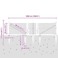 Стълб за ограда. Сив 50 x 0,5 м (13 мм мрежа) Стомана и PVC