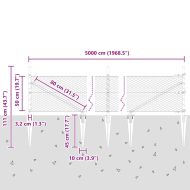 Стълб за ограда. Сив 50 x 0,5 м (25 мм мрежа) Стомана и PVC