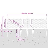 Стълб за ограда. Сив 50 x 0,5 м (36 мм мрежа) Стомана и PVC