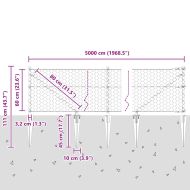 Стълб за ограда. Сив 50 x 0,6 м (50 мм мрежа) Стомана и PVC