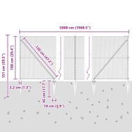 Стълб за ограда. Сив 50 x 1 м (13 мм мрежа) Стомана и PVC