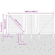 Стълб за ограда. Сив 50 x 1,2 м (36 мм мрежа) Стомана и PVC