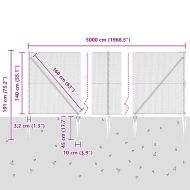 Стълб за ограда. Сив 50 x 1,4 м (13 мм мрежа) Стомана и PVC