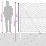 Стълб за ограда. Сив 50 x 1,6 м (36 мм мрежа) Стомана и PVC