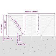 Стълб за ограда. Сив 50 x 1,6 м (50 мм мрежа) Стомана и PVC