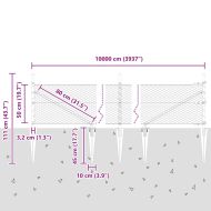 Стълб за ограда. Сив 100 x 0,5 м (25 мм мрежа) Стомана и PVC