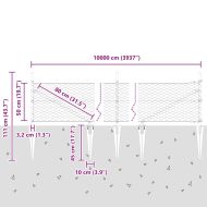 Стълб за ограда. Сив 100 x 0,5 м (36 мм мрежа) Стомана и PVC
