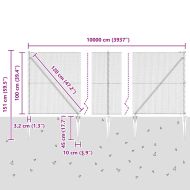Стълб за ограда. Сребрист 100 x 1 м (мрежа 13 мм) Стомана