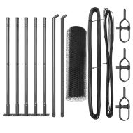 Стълб за ограда. Сив 10 x 0,4 м (13 мм мрежа) Стомана и PVC