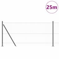 Стълб за ограда. Сив 25 x 0,8 м (25 мм мрежа) Стомана и PVC