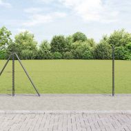 Стълб за ограда. Сив 50 x 0,8 м (25 мм мрежа) Стомана и PVC