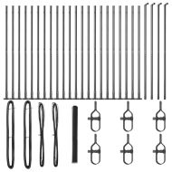 Стълб за ограда. Сив 50 x 1,4 м (13 мм мрежа) Стомана и PVC