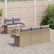 Градински Софа Комплект 6 pcs Бежово и сиво 55 x 55 x 37 см