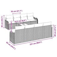 Градински Софа Комплект 9 pcs Светло сиво и тъмно сиво