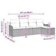 Градински Софа Комплект със съхранение 5 pcs Черно полиратан
