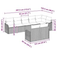 Градински Софа Комплект 8 pcs Черен и бял полиратан