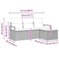 Комплект дивани с възглавница 4 pcs Бежов и кремав полиратан