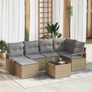 Комплект дивани 7 pcs Бежов и Светло Сив полиратан