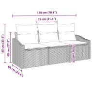 Градински Софа Комплект 3 pcs Светлосиво полиратан