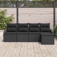 Комплект дивани с възглавница 5 pcs Черно полиратан
