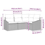 Градински Софа Комплект 4 pcs Светлосиво полиратан