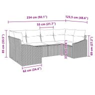 Градински Софа Комплект 6 pcs Светлосиво полиратан