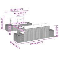 Градински Софа Комплект 6 pcs Кафяв и Кремав полиратан