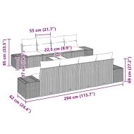 Градински Софа Комплект 8 pcs Кафяв и Кремав полиратан