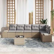 Градински Софа Комплект Бежов и Светло Сив полиратан