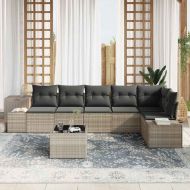 Градински Софа Комплект със съхранение Светлосиво полиратан