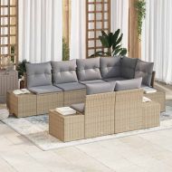 Градински Софа Комплект 7 pcs Бежов и Светло Сив полиратан