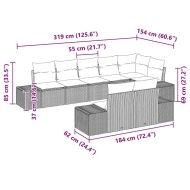 Градински Софа Комплект 8 pcs Светлосиво Полиратан