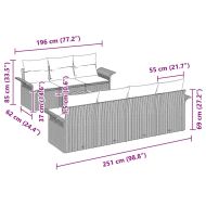 Градински Софа Комплект със съхранение 8 pcs Сив полиратан