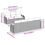 Градински Софа Комплект със съхранение 8 pcs Сив полиратан