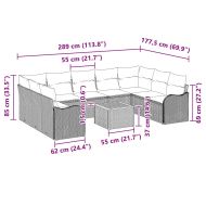 Градински Софа Комплект със съхранение 10 pcs Сив полиратан