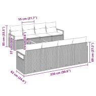 Градински Софа Комплект със съхранение 9 pcs Сив полиратан