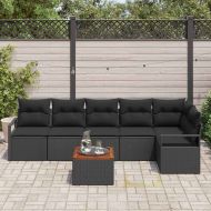 Градински Софа Комплект със съхранение 7 pcs Черно полиратан