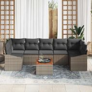Градински Софа Комплект със съхранение 8 pcs Сив полиратан