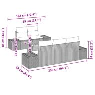 Градински Софа Комплект 6 pcs Черен и кремав полиратан