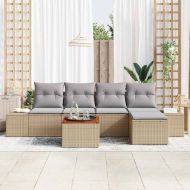 Градински Софа Комплект 6 pcs Бежов и Светло Сив полиратан