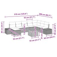 Градински Софа Комплект 9 pcs Черно и бяло